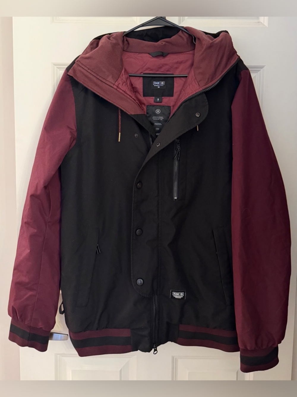 Ride Snowboards Vantage Men's Snow Jacket, Black/Burgundy, Small